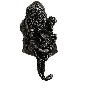 1999 Vintage Carson Pewter Santa with Presents Bag Christmas Stocking Hanger